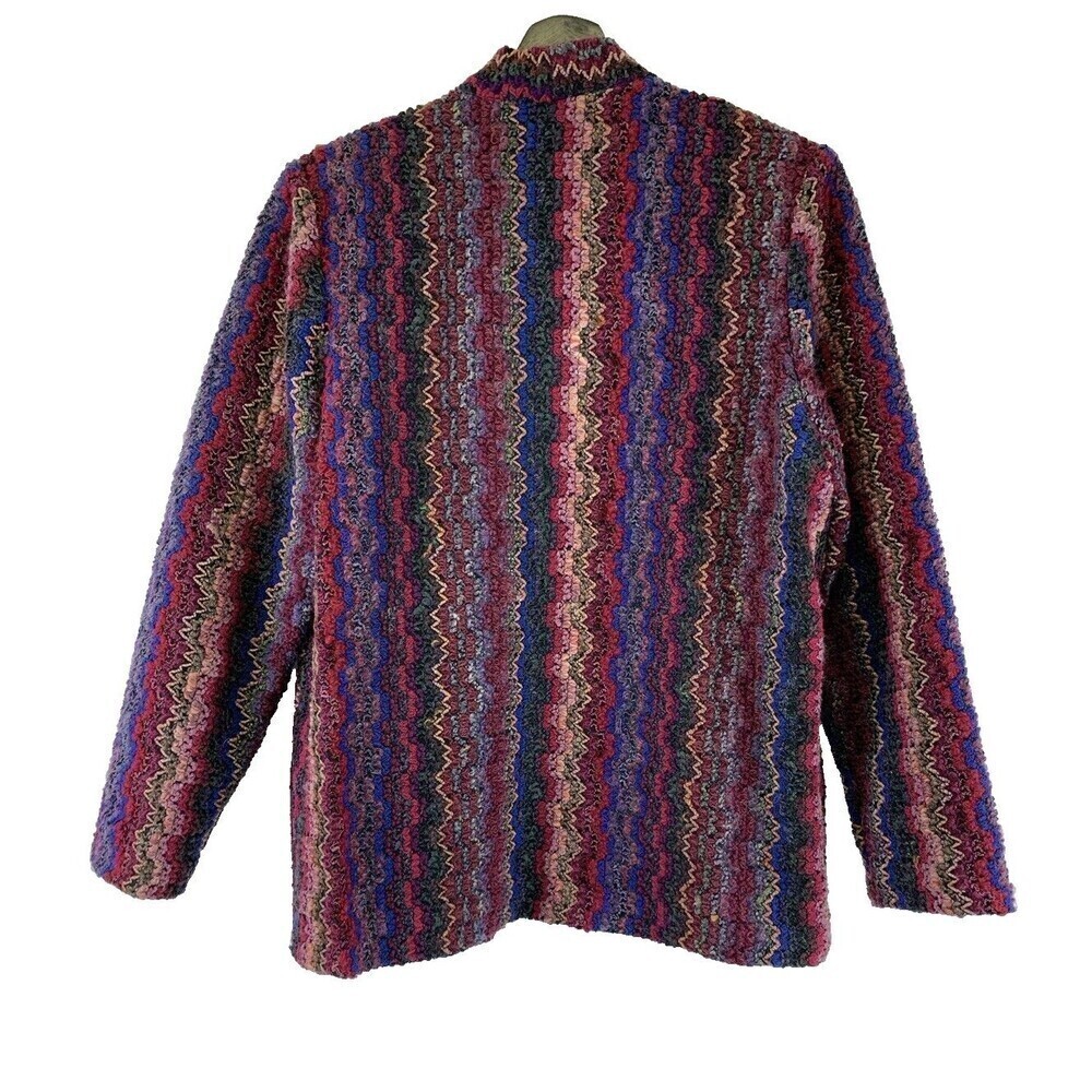 BOGO Graff Californiawear Knit Blazer Purple Red Stripe Sweater Vintage Women 12 - Picture 6 of 13